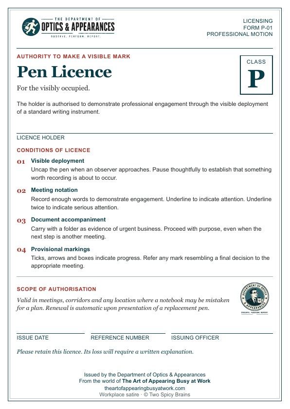Pen Licence — Class P